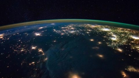 Beautiful time lapse view of Aurora Borealis Mexico to New Brunswick from the space in 4K.