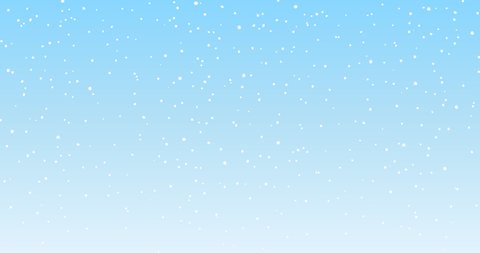 Winter landscape with falling snow. Cartoon background for Christmas and New Year. Cartoon animation 4k video footage. New Year banner with blue sky, snowy trees, snow, snowy forest