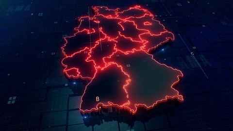 Germany map Digital background Loop 4k 