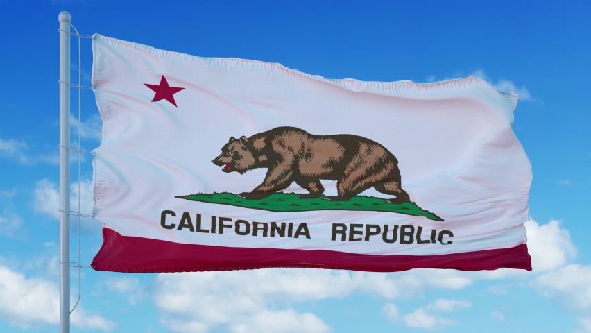 California Flag Waving Wind Blue Sky Stock Footage Video (100% Royalty ...