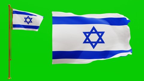 Flags of Israel with Green Screen Chroma Key High Quality 4K UHD 60FPS