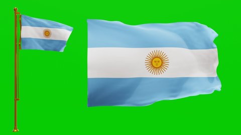 Flags of Argentina with Green Screen Chroma Key High Quality 4K UHD 60FPS
