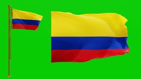 Flags of Colombia with Green Screen Chroma Key High Quality 4K UHD 60FPS
