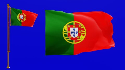 Flags of Portugal with Green Screen Chroma Key High Quality 4K UHD 60FPS
