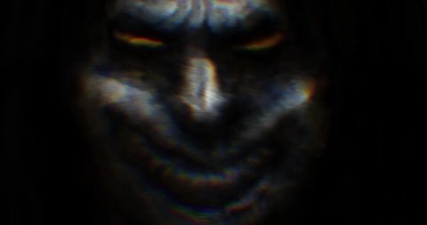 Scary monsters with spooky faces. Collection of animations in horror fantasy genre. Motion graphics with demonic characters. Animated video clip nightmares for Halloween. Creepy abstract background.