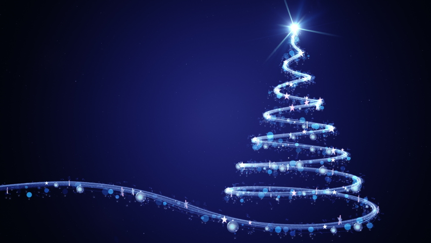 Glowing blue Christmas tree animation with light and particles. 4k Royalty-Free Stock Footage #1061395912