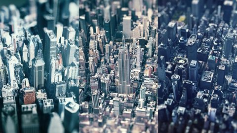 Manhattan with tilt shift effect. Manhattan aerial view from google earth. Instagram Story Video. 3 in 1 footage for instagram.