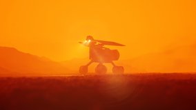 Planetary rover going through a desert on an alien planet. The solar power robot during a massive dust storm. Test vehicle returns to the space base. Cosmic research. Science mission. Sandstorm.
 - Powered by Shutterstock - Get 15% off with code: PIKWIZARD15
