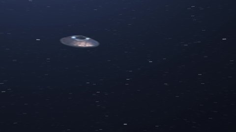 Alien spaceship ufo Flying over Earth atmosphere
Flying saucer rotates, 3d rendering cinematic vsion, outer space view
