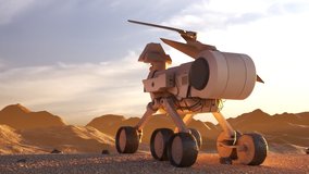 The planetary rover exploring the alien planet. The solar power robot collecting data. Test vehicle during the measurements. Science mission of space exploration. Cosmic research. Beautiful lanscape.
 - Powered by Shutterstock - Get 15% off with code: PIKWIZARD15