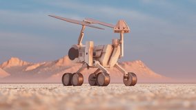 Animation of the planetary rover exploring a terrain. The solar power robot collecting data on the red planet. Test vehicle during the measurements. Science mission of Mars exploration. Space research - Powered by Shutterstock - Get 15% off with code: PIKWIZARD15