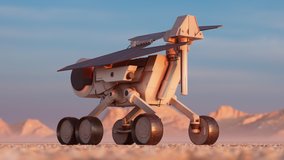 Animation of the planetary rover exploring a terrain. The solar power robot collecting data on the red planet. Test vehicle during the measurements. Science mission of Mars exploration. Space research - Powered by Shutterstock - Get 15% off with code: PIKWIZARD15