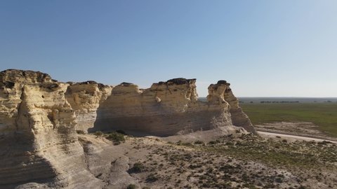 Monument Rocks in Kansas through a hole in the rocks.