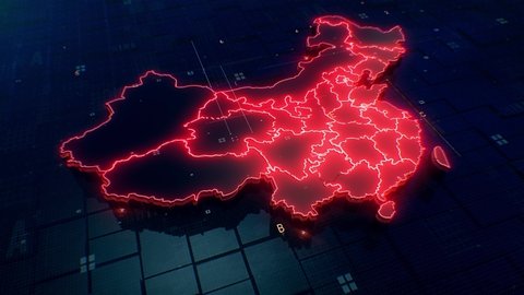 China map Digital background Loop 4k 
