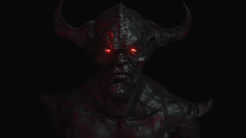 Animation of the appearance of a devil from the darkness or fire. Horror or religion scene. | Shutterstock HD Video #1061429416