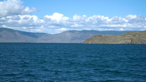 Beautiful landscape of Siberian Baikal Lake.  concept of travel. Lake Baikal is the largest freshwater lake in the world. Natural background.