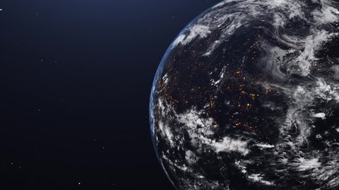 Majestic view of  3D earth from high earth orbit. night view from space, with illuminating lights on earth surface, Planet earth from space, space, planet, stars, cosmos, sea, globe,4k High quality