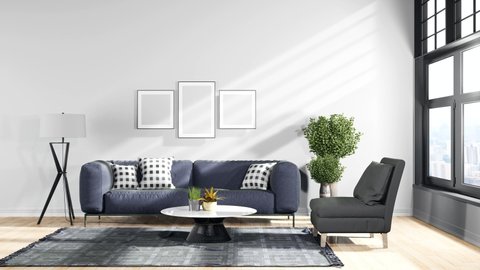 Black Living Room Interior Staircase White Stock Illustration 745499245 ...