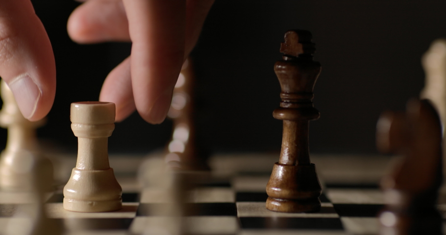 Game of Chess. Close Up of Hand Confident Businessman Playing Chess Game to Development Analysis Strategy Plan, Leader and Teamwork Concept for Success. Business Solutions, Success Strategy. | Shutterstock HD Video #1061448070
