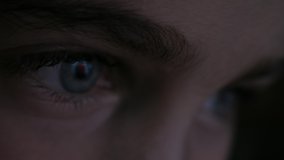 Portrait Close Up Сute Little Kid While Watching TV. Child Watch Television. Concept Video Game, Entertainment, Family. Human Face. Macro Shot of Child Eyes While Using Tablet, Smartphone Computer. - Powered by Shutterstock - Get 15% off with code: PIKWIZARD15