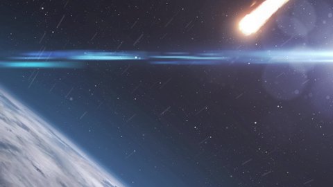 Asteroid meteor burns in atmosphere Earth, Realistic vision
Meteor burning on fire while enter earth blue atmosphere
