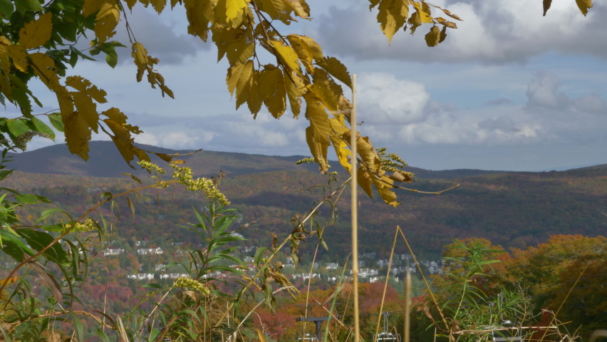 Rolling landscape in Vermont in autumn. General views of the leaves turning this fall in New England near and around Mt. Snow Ski Resort.