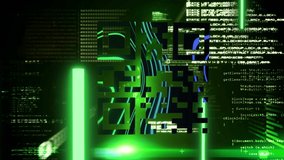 Animation of glowing QR code with green neon elements and binary coding data processing on black background. Global online security data technology concept digitally generated image. - Powered by Shutterstock - Get 15% off with code: PIKWIZARD15