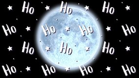 Animation of ho ho ho text with santa claus in sleigh being pulled by reindeers and full moon on black background. christmas festivity celebration concept digitally generated image. - Powered by Shutterstock - Get 15% off with code: PIKWIZARD15