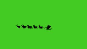 Animation of black silhouette of santa claus in sleigh being pulled by reindeers on green screen background. christmas festivity celebration concept digitally generated image. - Powered by Shutterstock - Get 15% off with code: PIKWIZARD15