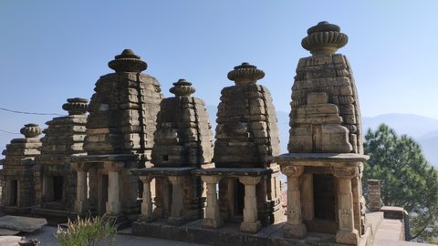 uttarakhand,india-3 may 2020:this is a video of sun temple in katarmal.beautifully carved stones in temple.there are only two such temples in the world.