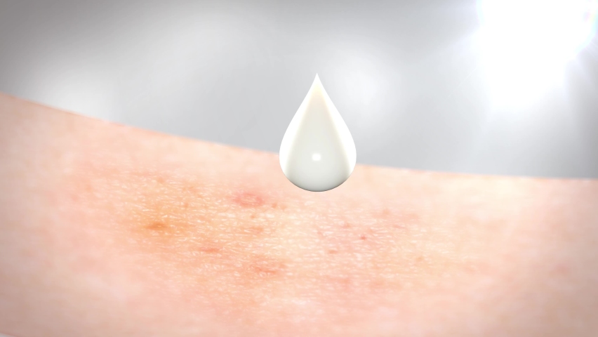 Drop a lotion Onto the skin to add moisture And protect the skin from 3d Royalty-Free Stock Footage #1061502766