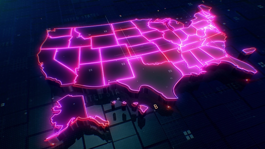 United states map Digital background Loop 4k 