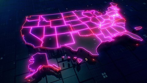 United states map Digital background Loop 4k 