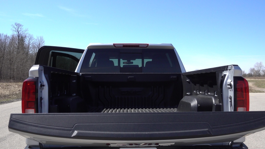Wide Angle Back Up Pick Up Truck Opening Cab Royalty-Free Stock Footage #1061513116