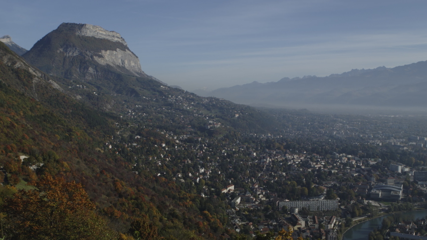 view of Grenoble in the heart of the french alps at fall