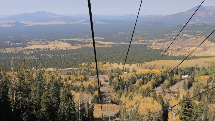High angle view of the fall color around the famous Arizona Snowbowl near Flagstaff