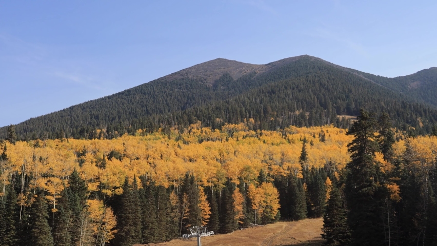 High angle view of the fall color around the famous Arizona Snowbowl near Flagstaff