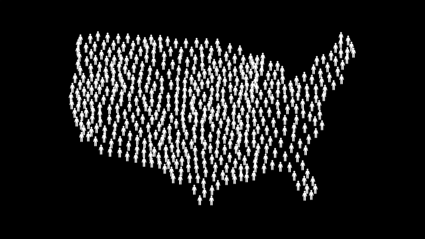 USA country population map made up of people figure icons