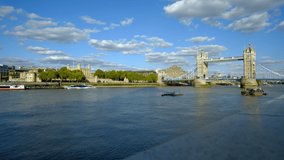london bridge in london on sunny day real time video. High quality 4k footage