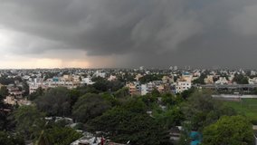 Rainy Clouds, Chennai City and 4k Drone video City of Chennai, Tamil Nadu, India