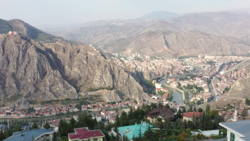 Aerial view of Amasya city in Turkey.