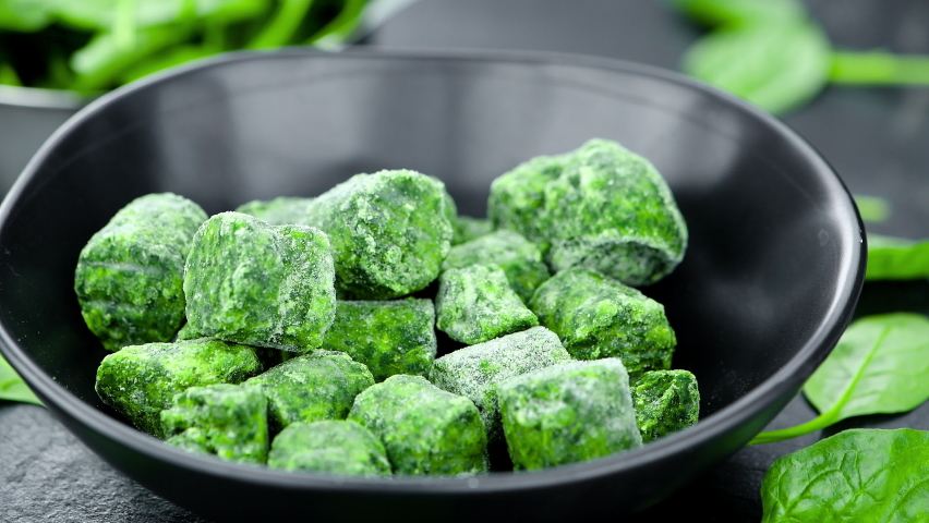 Portion Of Frozen Spinach Cubes Stock Footage Video 100 Royalty Free Shutterstock