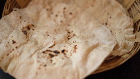 Indian Bread, Flate Bread - Chapati or Roti | Traditional Indian Food | Selective Focus