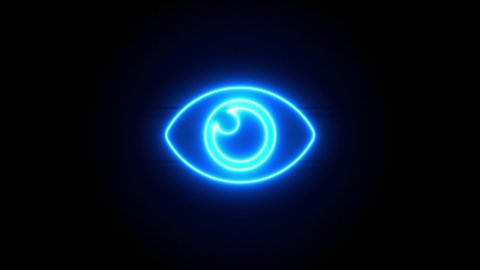 Eye Neon Sign Appear Center Disappear Stock Footage Video (100% Royalty ...