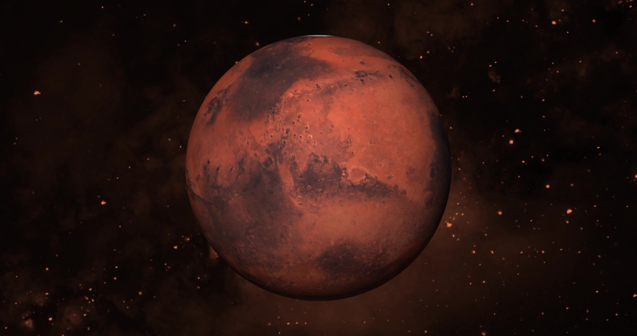 Mars planet on space with colorful starry night. front view of Mars planet  from space with beautiful galaxy. full view of Mars 4k resolution. | Shutterstock HD Video #1061571088