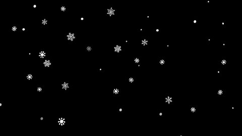 Winter holidays animated snowflakes on black background.  Animation with falling snowflakes