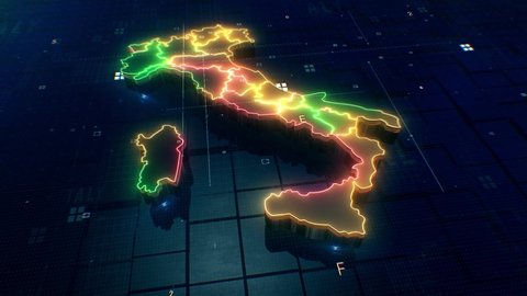 Italy map map Digital background Loop 4k