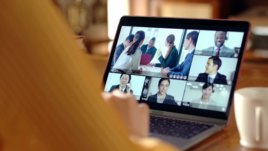 Video conference concept. Telemeeting. Videophone. Teleconference. Remote work. Royalty-Free Stock Footage #1061582521