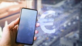 Smartphone with euro digital currency, the concept of European union digital euro project, online payment, security and encryption. - Powered by Shutterstock - Get 15% off with code: PIKWIZARD15