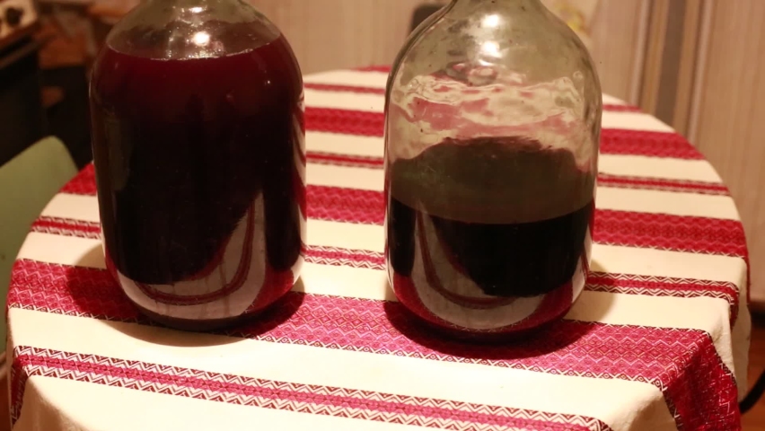 making wine of grape in home style, red wine